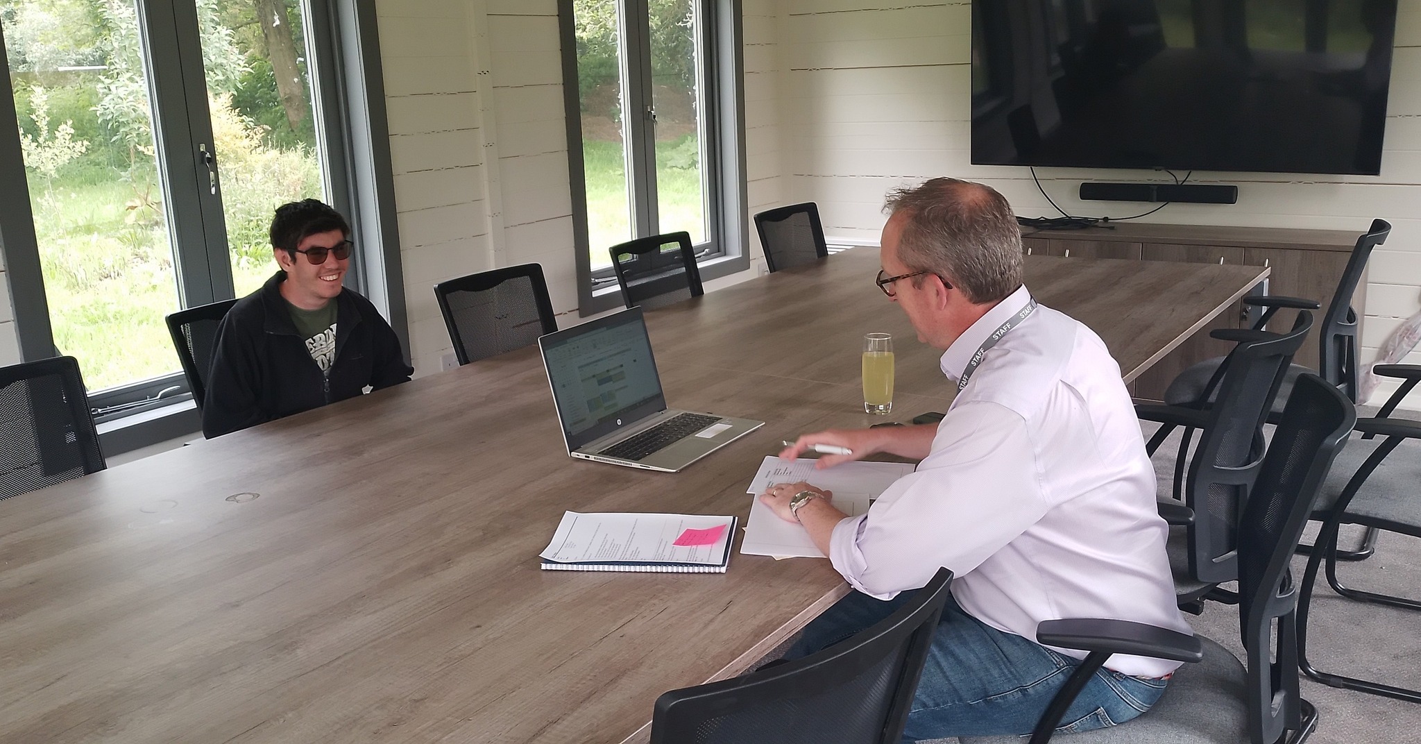 Mock interviews with Students in Preparing for Adulthood, David Fletcher with 1 student.